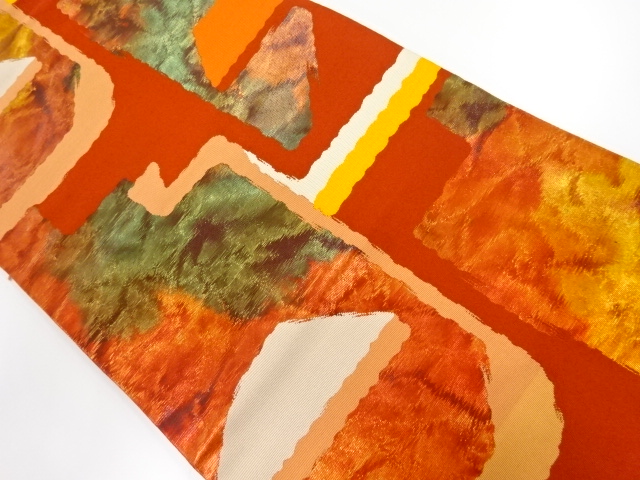 JAPANESE KIMONO / VINTAGE NAGOYA OBI / WOVEN ABSTRACT PATTERN